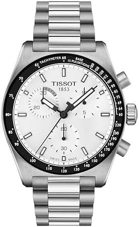 Tissot PR516 40mm, Swiss Quartz Chronograph Watch for Men, Stainless Steel Case, White Dial, T1494171101100