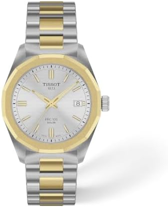 Tissot PRC 100 Solar 34mm, Swiss Solar Quartz Watch for Women, Stainless Steel Case, Silver Dial, T1518222203100