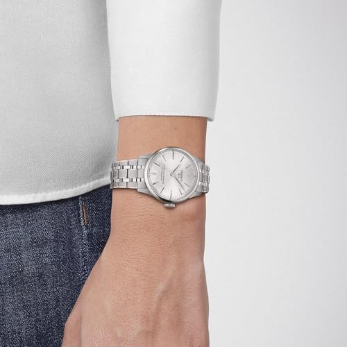 Tissot Womens Tissot Chemin des Tourelles Powermatic 80 34 mm 316L Stainless Steel case Automatic Watches, Grey, Stainless Steel, 18 (T1392071103100)