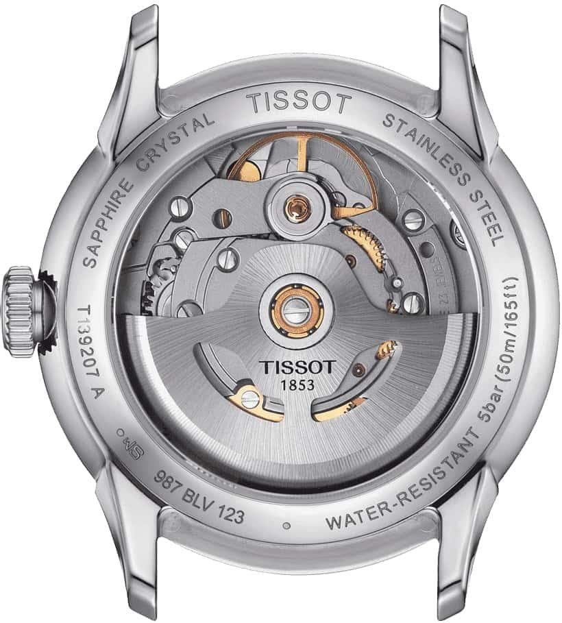 Tissot Womens Tissot Chemin des Tourelles Powermatic 80 34 mm 316L Stainless Steel case Automatic Watches, Grey, Stainless Steel, 18 (T1392071103100)
