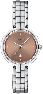 Tissot Womens Flamingo 316L Stainless Steel case Quartz Watches, Grey, Stainless Steel, 7 (T0942101133600)