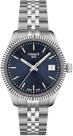 Tissot Ballade 34mm, Swiss Quartz Watch for Women, Stainless Steel Case, Blue Dial, T1562101104100