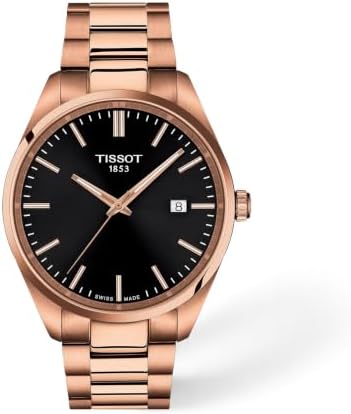 Tissot PR 100 Quartz 40mm, Swiss Quartz Watch for Men, Stainless Steel Case with Rose Gold PVD Coating, Brown Dial, T1504103305100