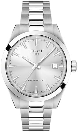 Tissot Gentleman 38mm, Swiss Automatic Watch for Men, Stainless Steel Case, Silver Dial, T1658071103100