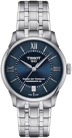 Tissot Womens Tissot Chemin des Tourelles Powermatic 80 34 mm 316L Stainless Steel case Automatic Watches, Grey, Stainless Steel, 18 (T1392071104800)