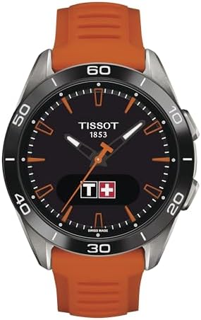 Tissot Unisex T-Touch Connect Sport antimagnetic Titanium case Quartz Watches, Orange, Silicone, 21 (T1534204705102)