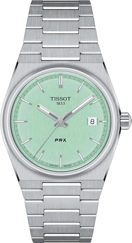 Tissot PRX, Swiss Quartz Watch, Stainless Steel Case and Bracelet, 35mm Watch, Mint Green Dial, T1372101109100