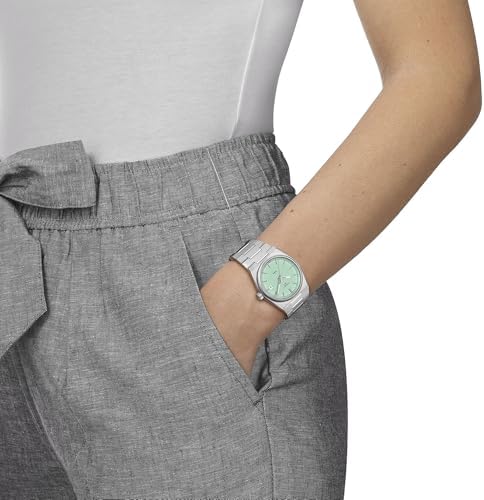 Tissot PRX, Swiss Quartz Watch, Stainless Steel Case and Bracelet, 35mm Watch, Mint Green Dial, T1372101109100