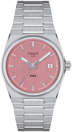 Tissot PRX 35mm, Swiss Quartz Watch for Women, Stainless Steel Case and Bracelet, Pink Dial, T1372101133100