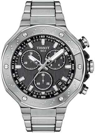 Tissot Mens T-Race Chronograph 316L Stainless Steel case Quartz Watches, Grey, Stainless Steel, 13.95 (T1414171105101)