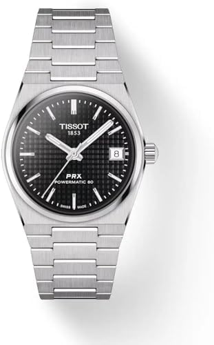 Tissot PRX Powermatic 80 35mm, Swiss Automatic Watch for Men & Women, Stainless Steel Case, Black Dial, T1372071105100