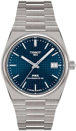 Tissot PRX 38mm, Swiss Automatic Watch for Men, Titanium Case, Blue Dial, T1378074404100