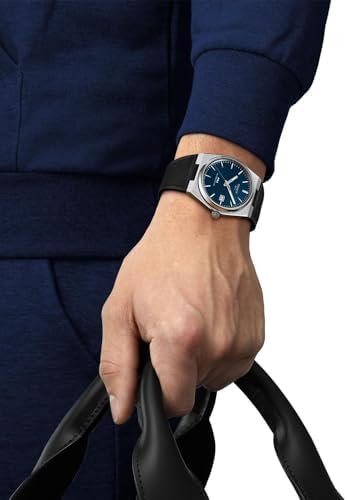 Tissot PRX Powermatic 80, Swiss Automatic Watch for Men, Stainless Steal Case, Rubber Strap, Blue Dial (T1374071704100)