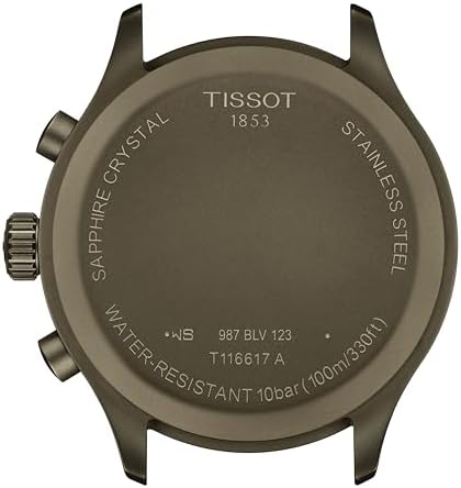Tissot Mens Tissot Chrono XL 316L Stainless Steel case with Khaki PVD Coating Quartz Watches, Khaki, Leather, 22 (T1166173609200)
