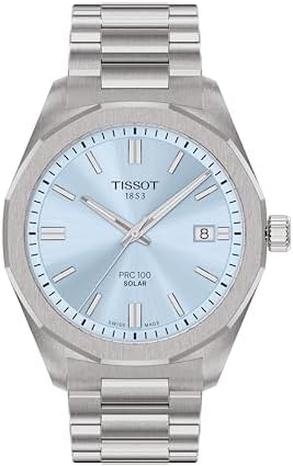 Tissot PRC 100 Solar 39mm, Swiss Solar Quartz Watch for Men, Stainless Steel Case, Blue Dial, T1514221135100