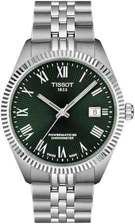 Tissot Ballade Powermatic 80 COSC 39mm, Swiss Automatic Watch for Men, Stainless Steel Case, Green Dial, T1564081109300