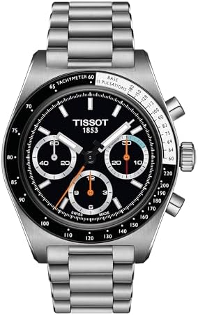 Tissot Mens PR516 Mechanical Chronograph 316L Stainless Steel case with Black PVD Coating Mechanical Watches, Grey, Stainless Steel, 20 (T1494592105100)