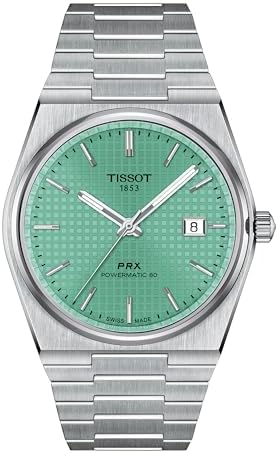 Tissot Mens PRX Powermatic 80 316L Stainless Steel case Automatic Watches, Grey, Stainless Steel, 12 (T1374071109101)