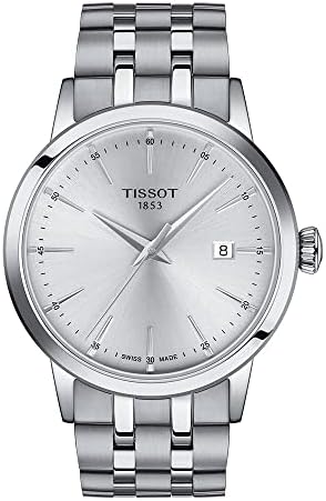 Tissot Mens Classic Dream 316L Stainless Steel case Quartz Watch, Grey, Stainless Steel, 22 (T1294101103100)