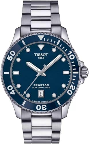 Tissot Unisex Seastar 1000 40mm 316L Stainless Steel case Quartz Watches, Grey, Stainless Steel, 20 (T1204101104100)