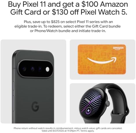 Google Pixel 11 - Obsidian 256 GB & Pixel Watch 5 Obsidian 45mm WiFi