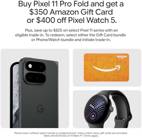 Google Pixel 11 Pro Fold - Obsidian 1 TB & Pixel Watch 5 Obsidian 45mm WiFi