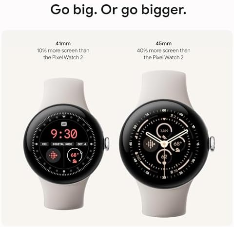 Google Pixel Watch 3 (41mm) Latest Model - 24-Hour Battery - Polished Silver Aluminum Case - Rose Quartz Band - WiFi (Renewed)