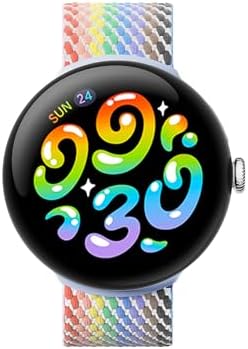 Google Pixel Watch Woven Pride Band - Compatible with the 41mm Pixel Watch 1, 2, 3, and 4 - Rainbow