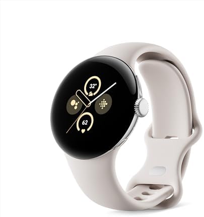 Google Pixel Watch 2 with the Best of Fitbit and Google - Heart Rate Tracking, Stress Management, Safety Features - Smartwatch - Polished Silver Aluminum Case - Porcelain Active Band - Wi-Fi (Renewed)