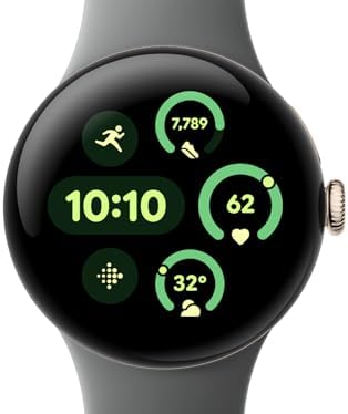 Google Pixel Watch 3 (41 mm) - Android smartwatch with Heart Rate Tracking, Advanced Running from Fitbit, Fitness Insights, 24-Hour Battery - Champagne Gold Aluminium case - Hazel Band - LTE
