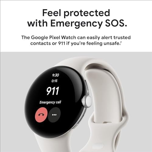 Google | Pixel Watch | Android Smartwatch with Fitbit Activity Tracking | Fitness and Sleep Tracker with Heart Rate Tracker | 41mm | Supports LTE (Polished Silver case w/Chalk Active Band) (Renewed)