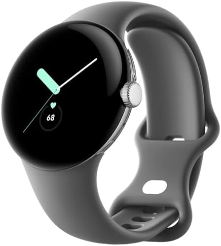Google | Pixel Watch | Android Smartwatch with Fitbit Activity Tracking | Fitness and Sleep Tracker with Heart Rate Tracker | 41mm | Supports LTE (Silver case w/Gray Active Band) (Renewed)