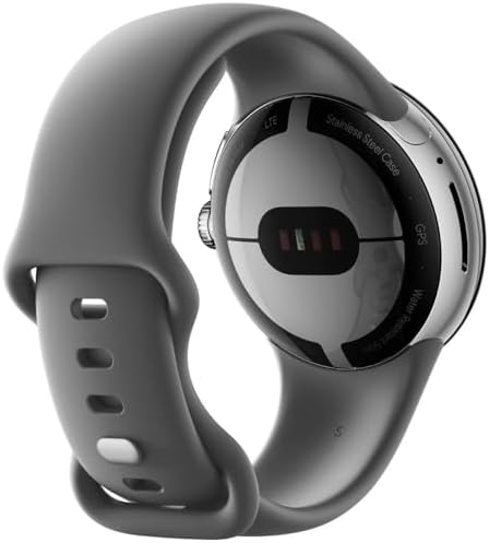 Google | Pixel Watch | Android Smartwatch with Fitbit Activity Tracking | Fitness and Sleep Tracker with Heart Rate Tracker | 41mm | Supports LTE (Silver case w/Gray Active Band) (Renewed)