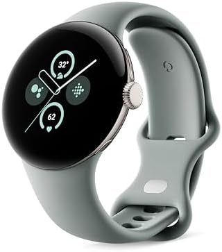 Google Pixel Watch 2 with the Best of Fitbit and Google - Heart Rate Tracking, Stress Management, Safety Features - Android Smartwatch, Champagne Gold Aluminum Case, Hazel Active Band, Wi-Fi (Renewed)