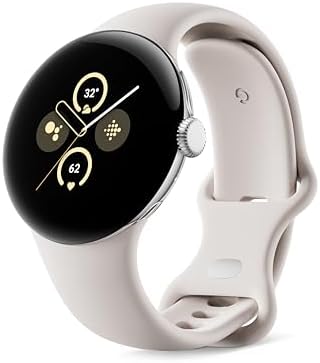 Google Pixel Watch 2 with the Best of Fitbit and Google - Heart Rate, Stress Management, Safety Features - Android Smartwatch - Polished Silver Aluminum Case - Porcelain Active Band - LTE (Renewed)
