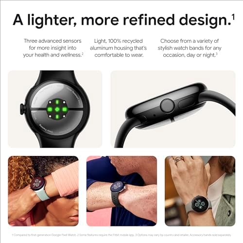 Google Pixel Watch 2 with the Best of Fitbit and Google - Heart Rate, Stress Management, Safety Features - Android Smartwatch - Polished Silver Aluminum Case - Porcelain Active Band - LTE (Renewed)