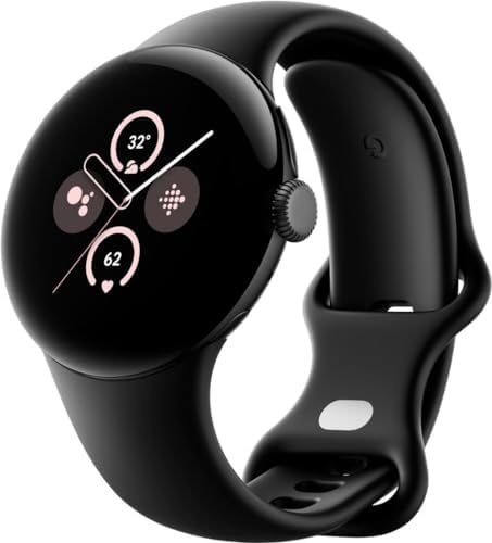 Google Pixel Watch 2 with Fitbit Heart Rate Tracking, Stress Management, Safety Features - Android Smartwatch - Matt Black Aluminum Case - Obsidian Active Band - GPS (Renewed)