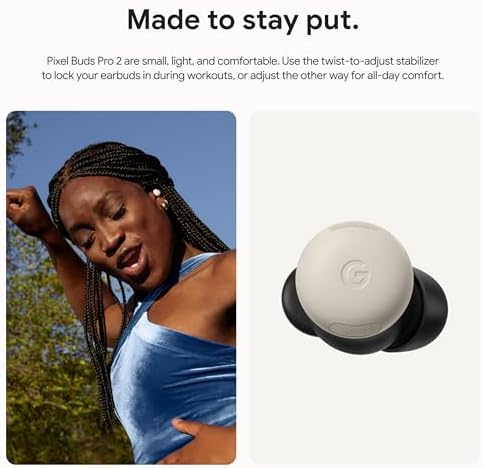 Google Pixel Buds Pro 2 - Wireless Bluetooth Earbuds - Porcelain Pro-level Active Noise Cancellation, help from Gemini, twist-to-adjust fit, 30-hour battery, Adaptive Audio