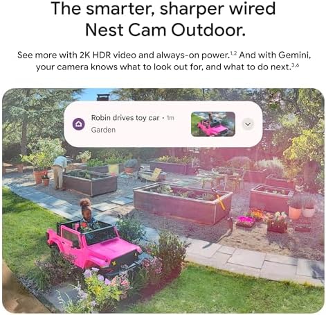 Google Nest Cam Outdoor (Wired, 2nd Gen) - Security Camera - Snow - 2 Pack 2K video, motion detection, color night vision, 2-way audio, works with Google Home and Gemini, weather resistant