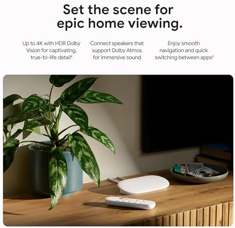 Google TV Streamer 4K - Fast Streaming Entertainment on Your Device with Voice Search Remote - Watch Movies, Shows, Live, and Netflix in HDR - Smart Home Control - 32 GB of Storage - Hazel
