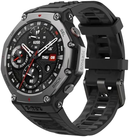 Amazfit T-Rex 3, Smart Watch, 1.5" AMOLED Display, GPS, iOS/Android 48mm, 27-Day Battery, Water-Resistant, Rugged/Military Style, Offline Maps, 170 Fitness/Sport Modes, AI, Voice Control