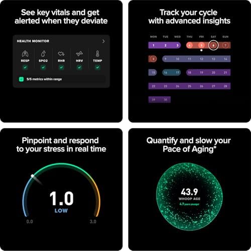 WHOOP Peak Bundle – WHOOP 5.0 Health & Fitness Wearable with 12-Month Membership + Sportflex Wristband – 24/7 Activity, Sleep, HRV & Stress Tracker with Healthspan Insights – Gravity