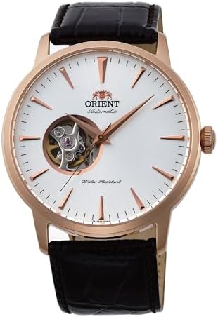 Orient Classic Open Heart Male Automatic Hand Winding Wristwatch - Mechanical Classic Leather Brown Band Stainless Steel Case Analog Grey Dial - AG02002W