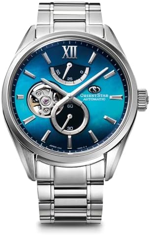 Orient Star Open Heart Blue Gradation Mother of Pearl Sapphire Crystal Watch RE-BY0004A