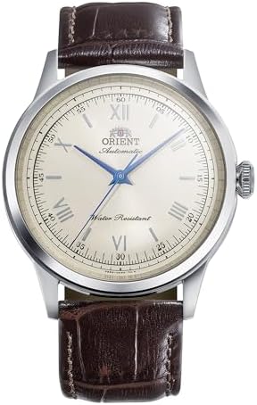 Orient Bambino RA-BB0003Y30B 38.4mm Automatic Mechanical Men’s Dress Watch – Ivory Dial, Stainless Steel Case, Brown Leather Strap, Domed Mineral Crystal & Exhibition Caseback