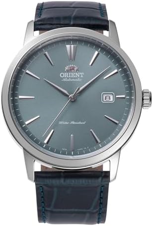 Orient Bambino RA-AC0F14L30B Automatic Men’s Watch – European Exclusive, Sapphire Crystal, Blue Dial, Stainless Steel Case, Leather Strap, 41.6 mm, Exhibition Caseback