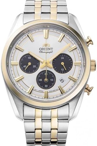 Orient Stretto Solar Chronograph White Dial Steel Strap Men’s Watch RA-TX0302S10B