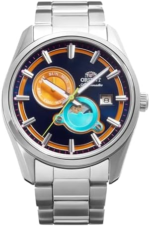 Orient Stretto Sun & Moon Limited Edition RA-AK0316L30B 41.5mm Automatic Mechanical Men’s Watch – Blue Dial, Stainless Steel Case & Bracelet, Sapphire Crystal, Exhibition Caseback & Date Display