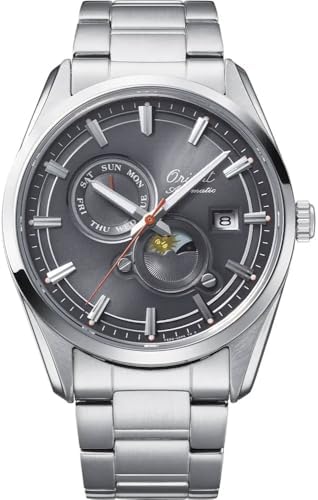 Orient Contemporary Stretto Sun and Moon 75th Anniversary Limited Edition Grey Dial Steel Strap Men’s Watch RA-AK0311N30B