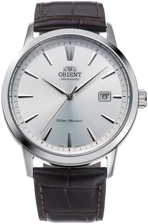 Orient Contemporary Symphony Iii Male Automatic Hand Winding Wristwatch - Mechanical Casual Leather Brown Band Stainless Steel Case Analog Grey Dial - RA-AC0F07S